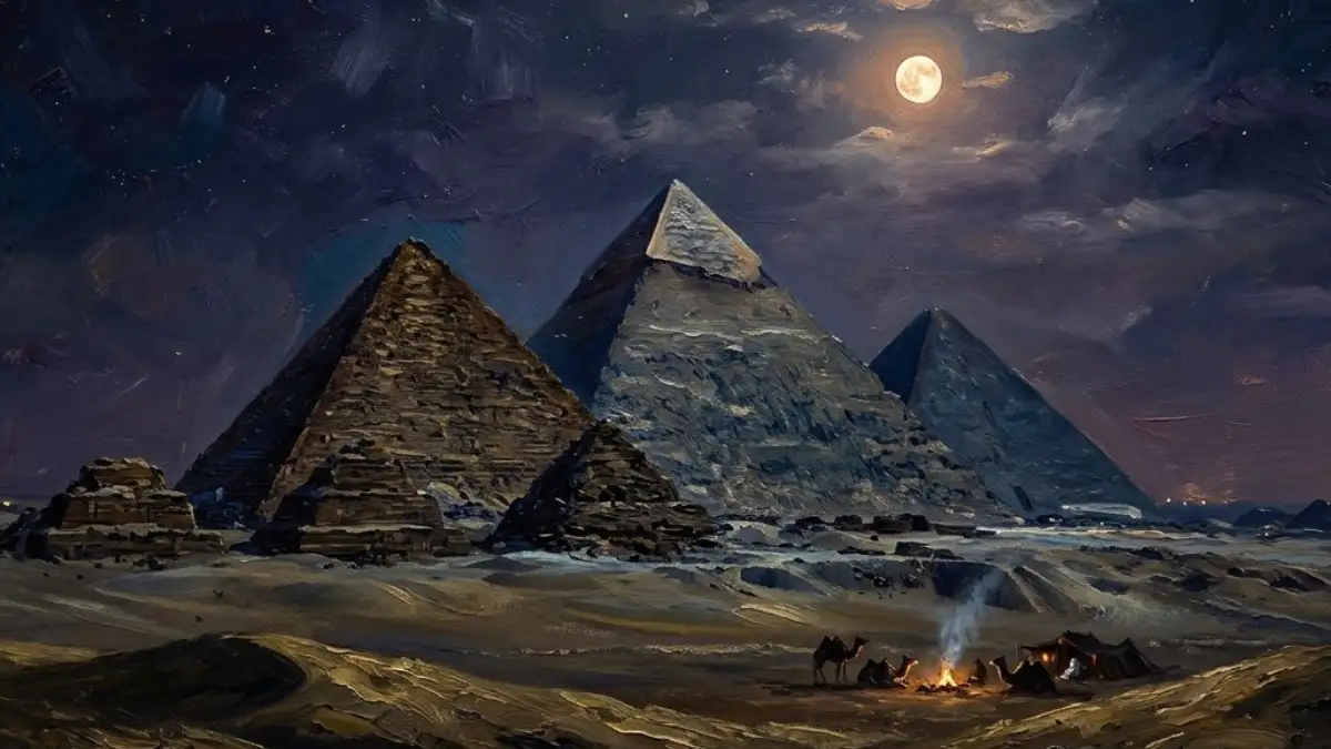 Micromoon above the pyramids.