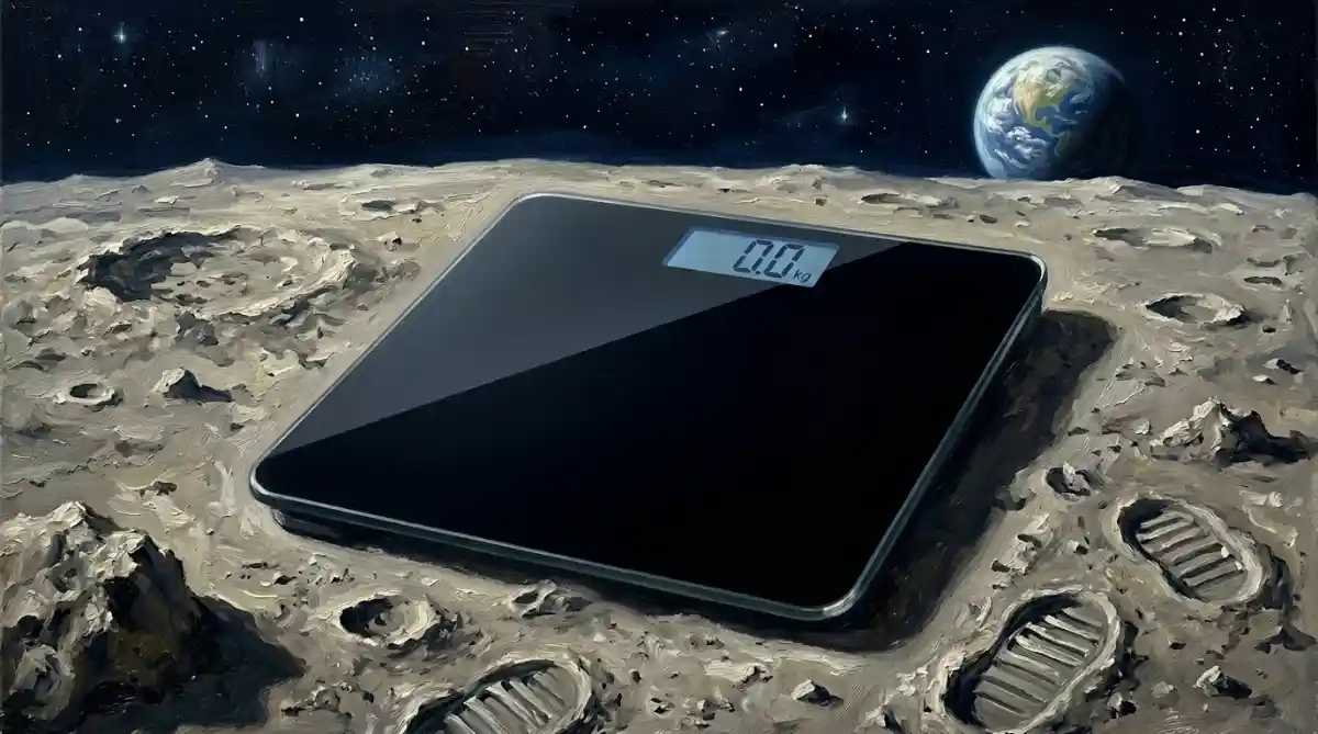 A weighing scale on the moon's surface.